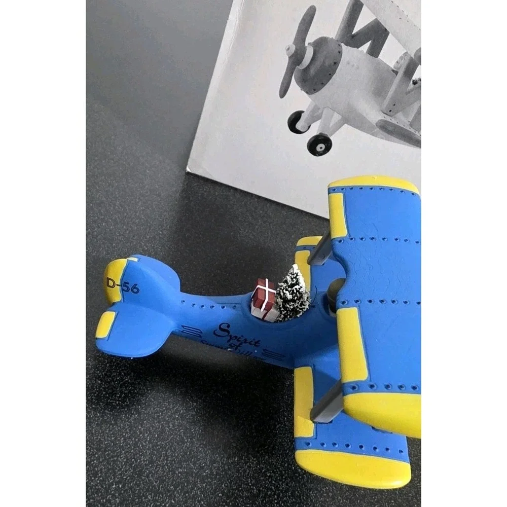 Department 56 Snow Village Spirit Of Snow Village Airplane‎ Blue Yellow In Box